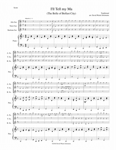 I'll tell my ma (the Belle of Belfast City) for saxophone trio and piano (arr. David Warin Solomons)