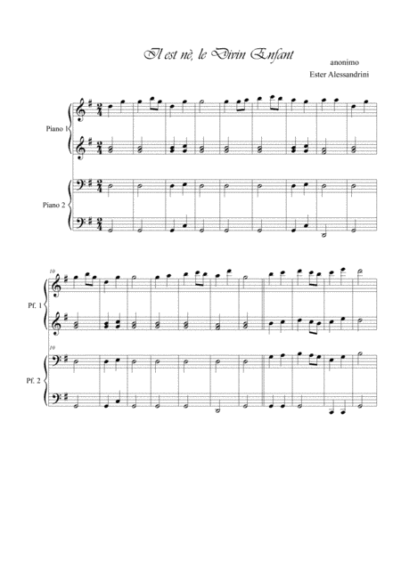 Il est ne le Divin Enfant. Piano 4 hands (arr. Ester Alessandrini)