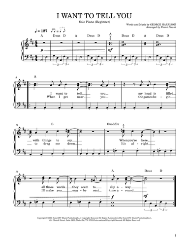 I Want To Tell You (arr. Frank Pisani)