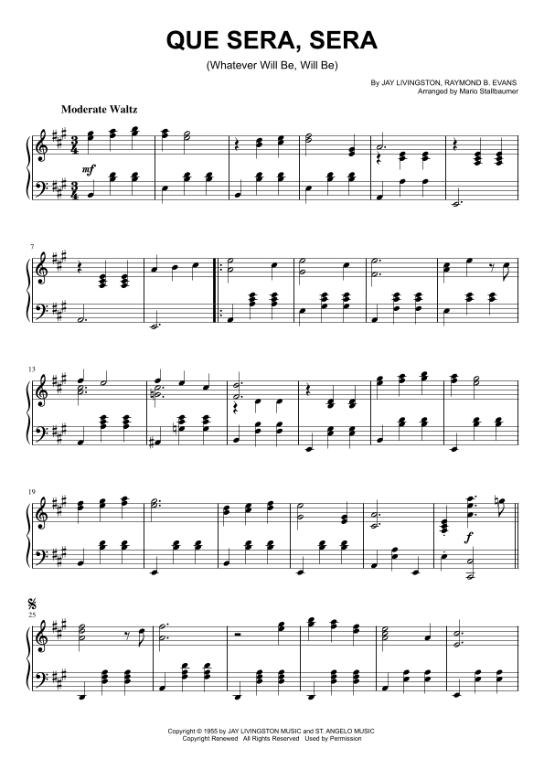 Que Sera, Sera (whatever Will Be, Will Be) (arr. Mario Stallbaumer)