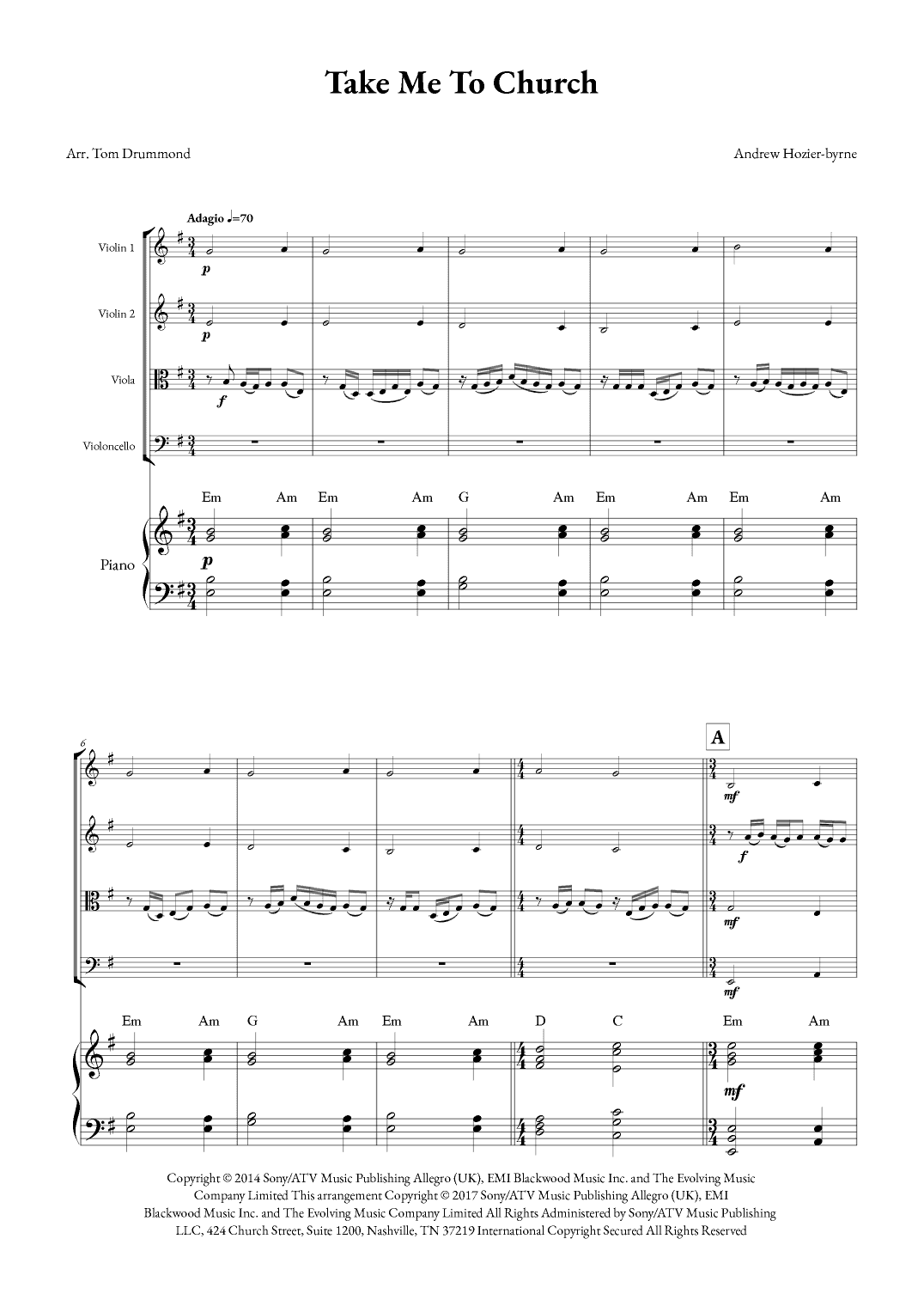 Take Me To Church (arr. Tom Drummond)