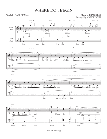 Where Do I Begin (love Theme) (arr. Manoj Padki)