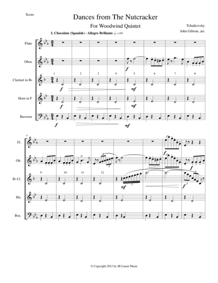 Six Dances from The Nutcracker by Tchaikowsky for Woodwind Quintet (arr. John Gibson)