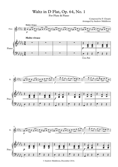 Waltz in D Flat, Op. 64 arranged or Flute & Piano (arr. Andrew Middleton)
