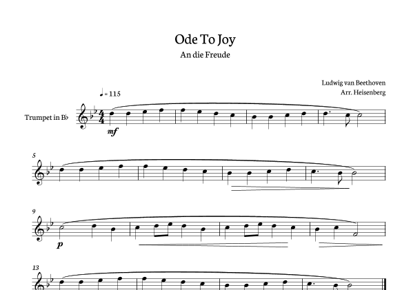 Beethoven - Ode to Joy for trumpet - clean version in Ab major. (arr. Heisenberg)