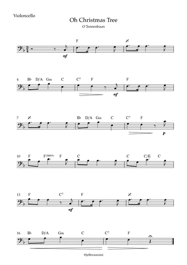 Oh Christmas Tree (O Tennenbaun) - Violoncello and chords (arr. Jefferson Sini)