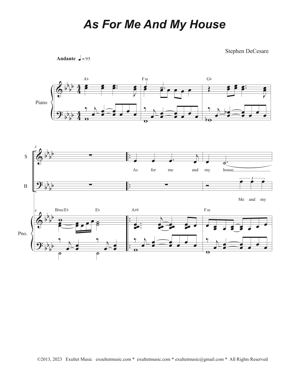 As For Me And My House (Vocal Trio - (SAB)