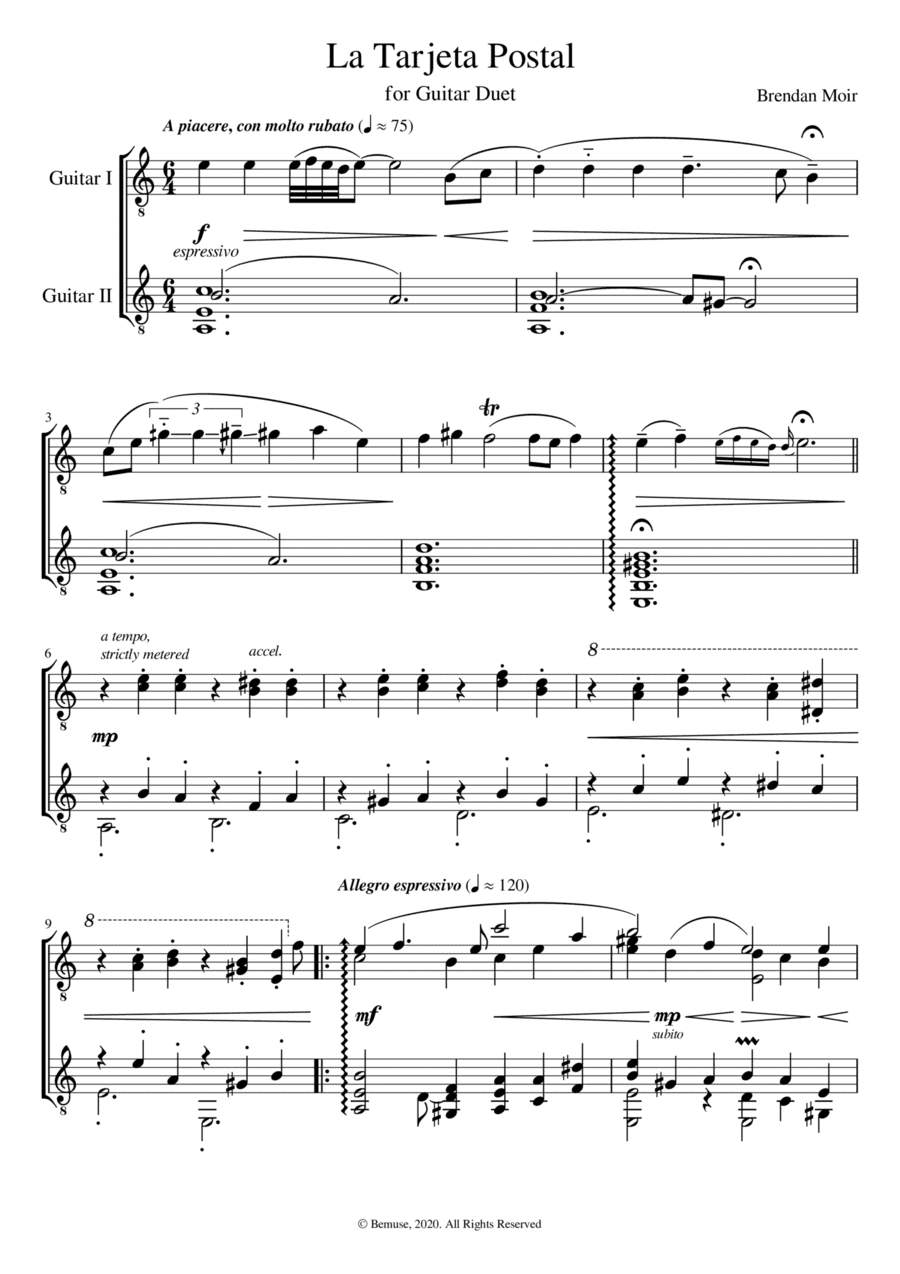 La Tarjeta Postal for Guitar Duet