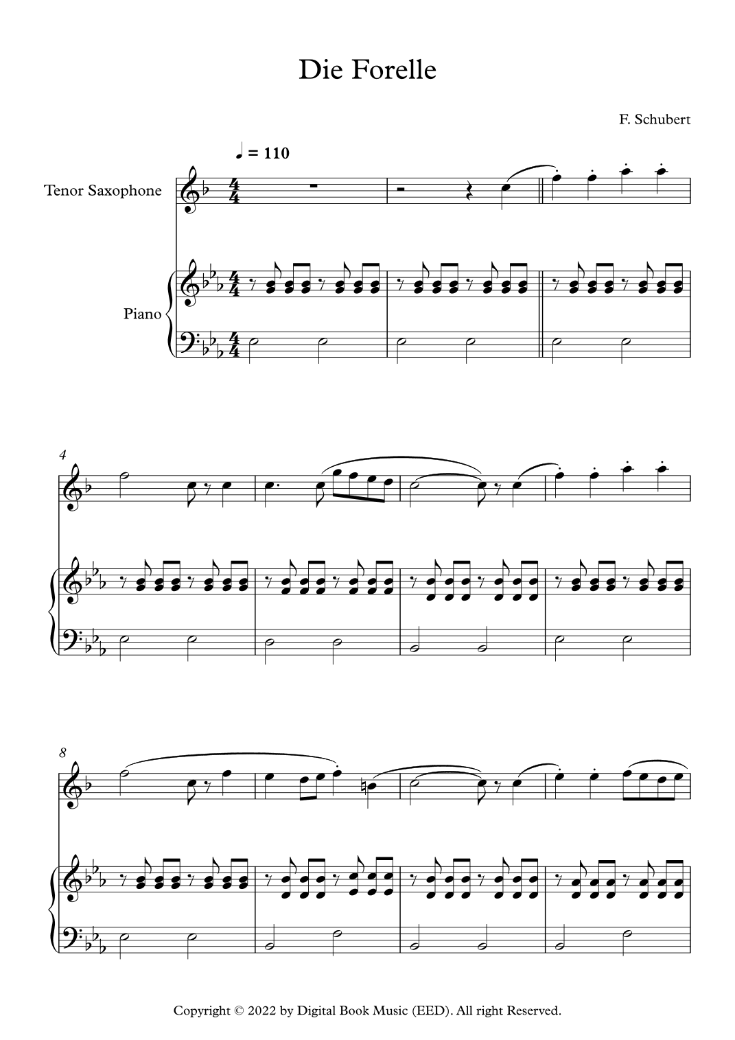 Die Forelle - Franz Schubert (Tenor Sax + Piano) (arr. Digital Book Music)
