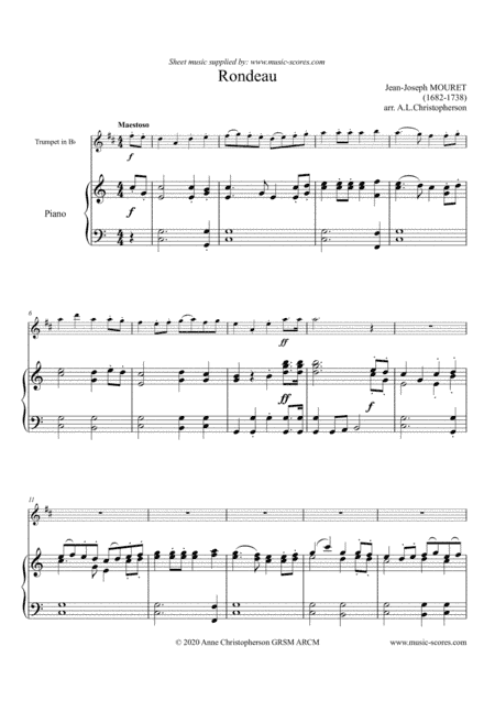 Rondeau - Bridal Fanfare - Trumpet and Piano - C major (arr. Anne L Christopherson GRSM ARCM)
