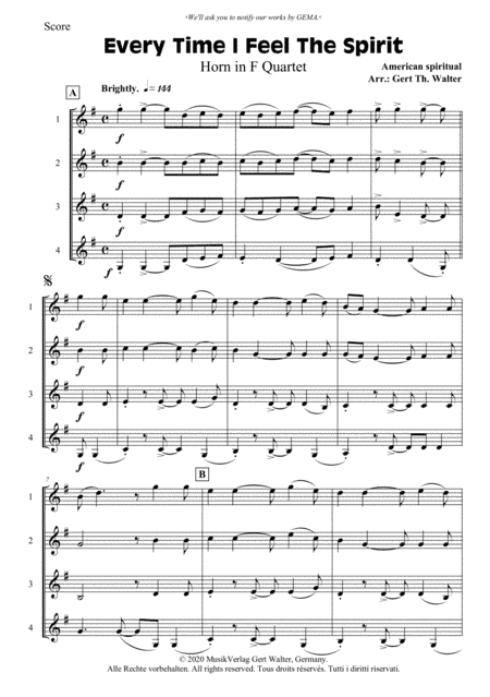Every Time I Feel The Spirit (arr. Gert Th. Walter)