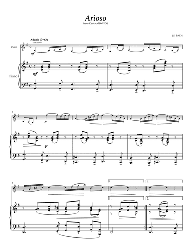 Bach - Arioso (from Cantata BWV 156) for Violin and Piano (arr. Cassio Silva)