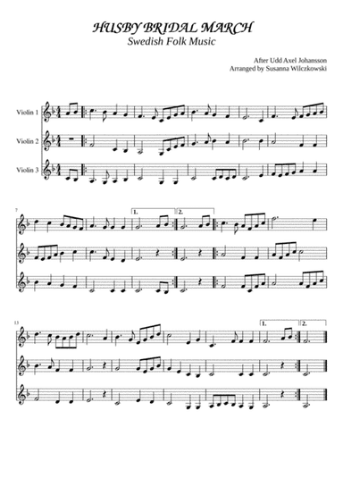 Husby Bridal March (for 3 violins or 2 violins and viola) (arr. Susanna Wilczkowski)