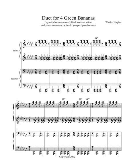 Green Bananas Piano Duet (1 Piano 4 Hands)
