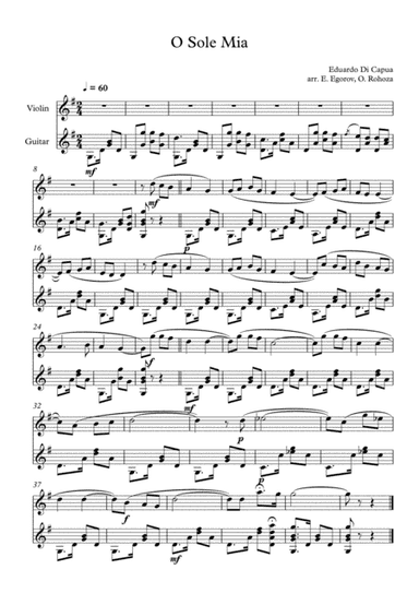 O Sole Mio, Eduardo Di Capua, For Violin & Guitar