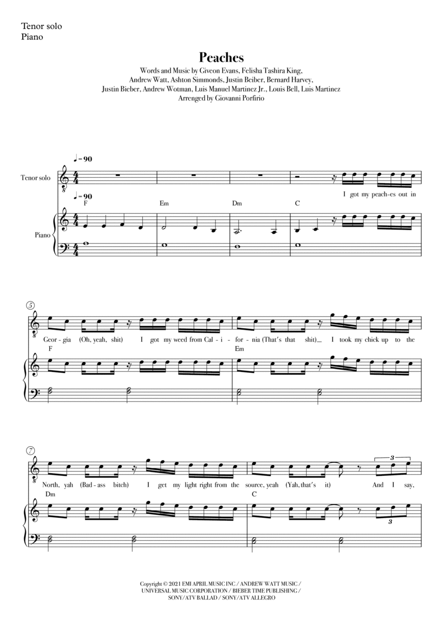 Peaches (arr. Giovanni Porfirio)