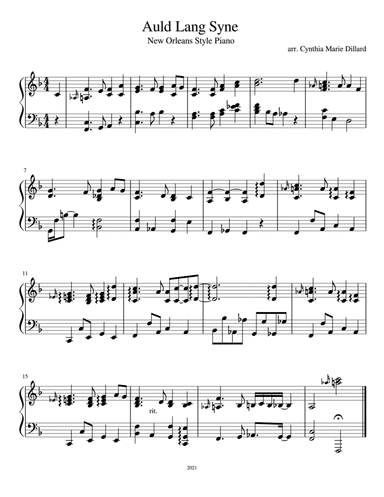 Auld Lang Syne (New Orleans Style Piano) (arr. Cynthia M. Dillard)