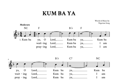 Kum Ba Ya - Lead Sheet (F Major - Traditional) (arr. Yuri Noronha)