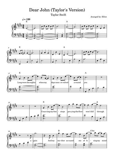 Dear John (arr. Elliot Tan)