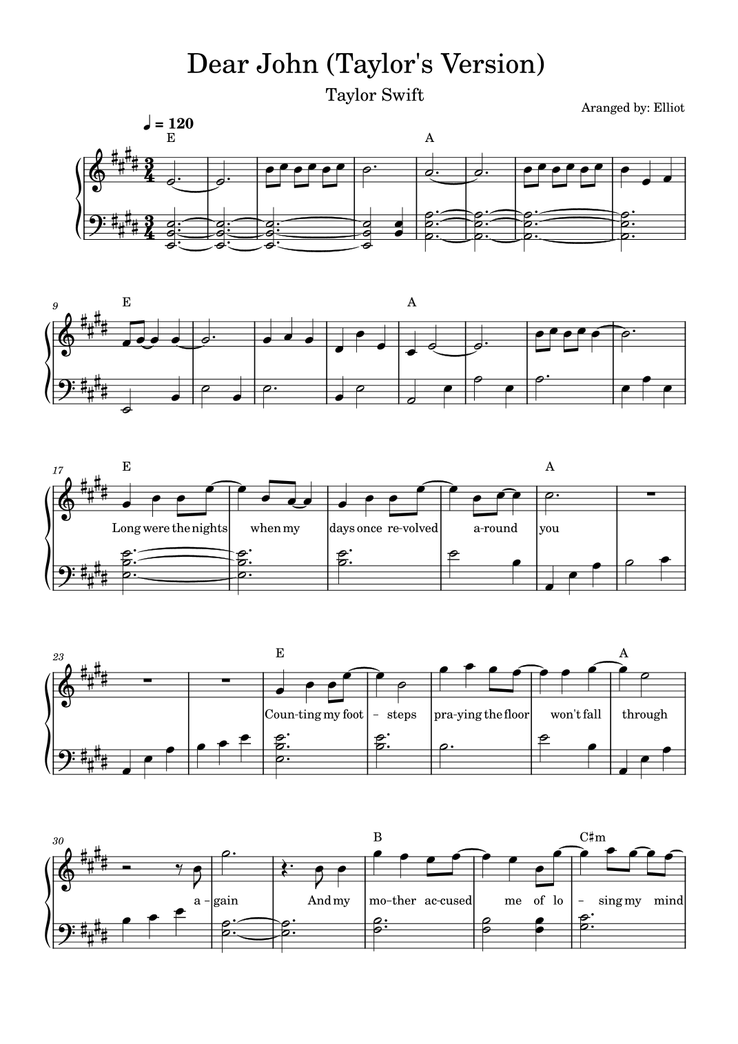 Dear John (arr. Elliot Tan)