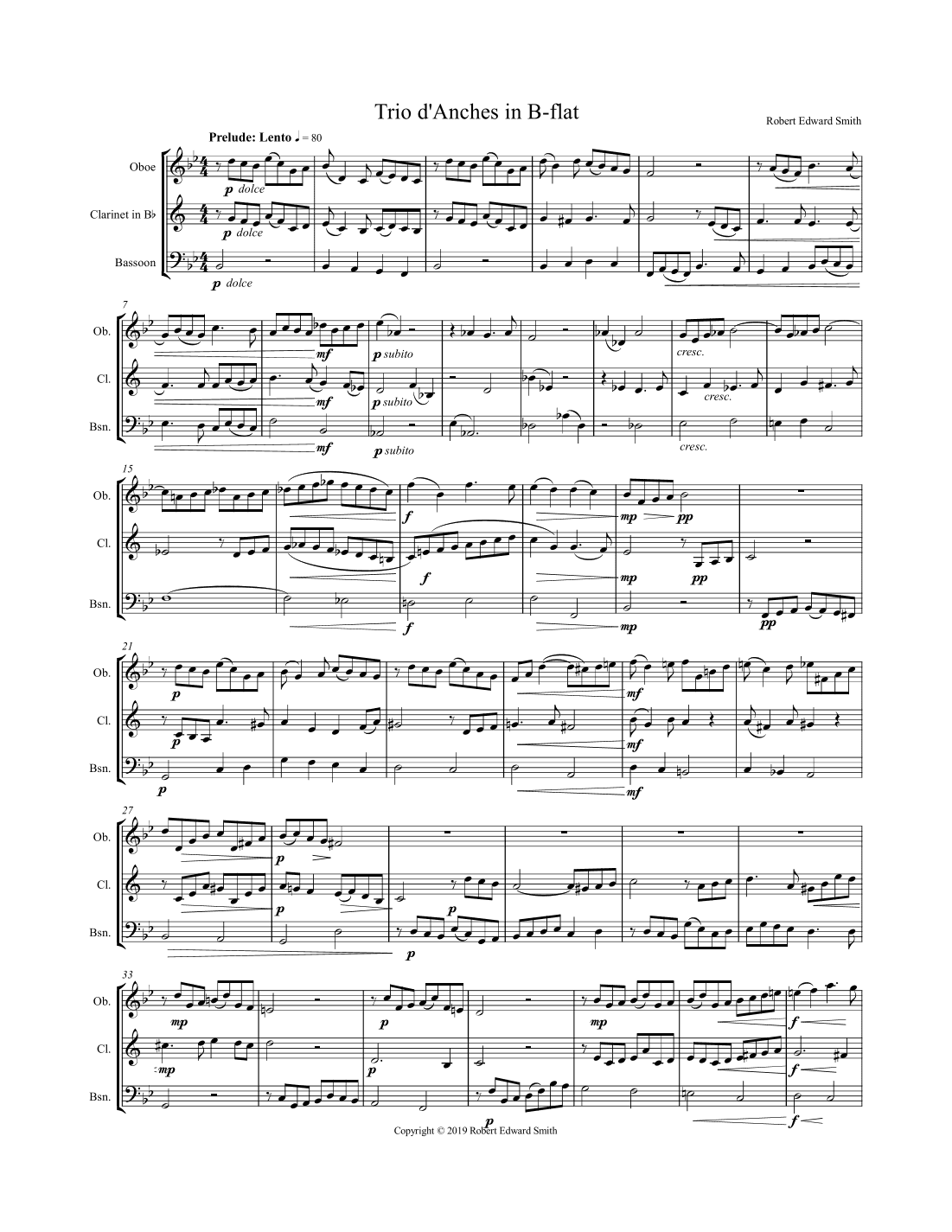 Trio no.2 in B-flat for Oboe, Clarinet, and Bassoon (Trio d'Anches)