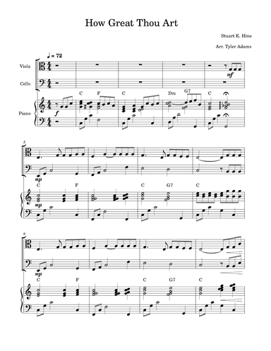 How Great Thou Art (Viola + Cello Duet and Piano) (arr. Tyler Adams)