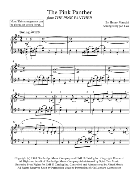 The Pink Panther from THE PINK PANTHER (arr. Joe Cox)