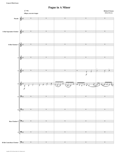 Fugue in A Minor by Richard Strauss for Clarinet Choir+ Piccolo (arr. Richard Byrnes)