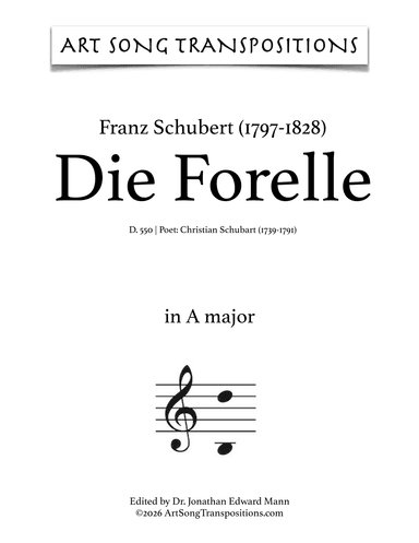 SCHUBERT: Die Forelle, D. 550 (in 3 high keys: D, D-flat, C major) (arr. ArtSongTranspositions.com)