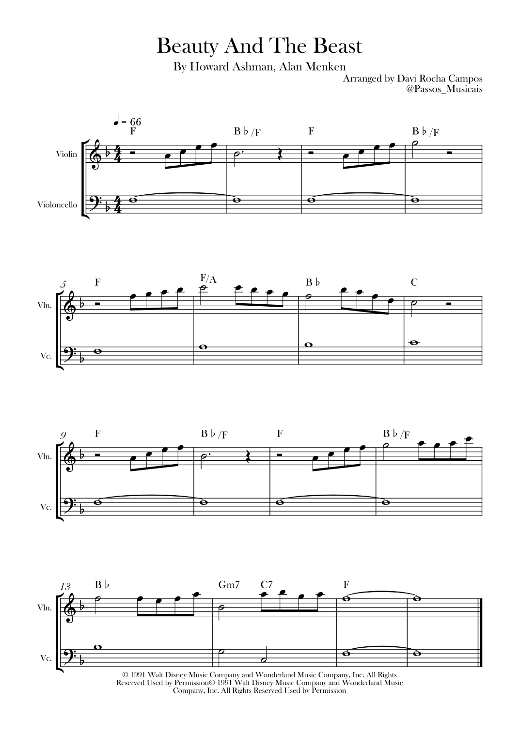 Beauty And The Beast (arr. Davi Rocha Campos)