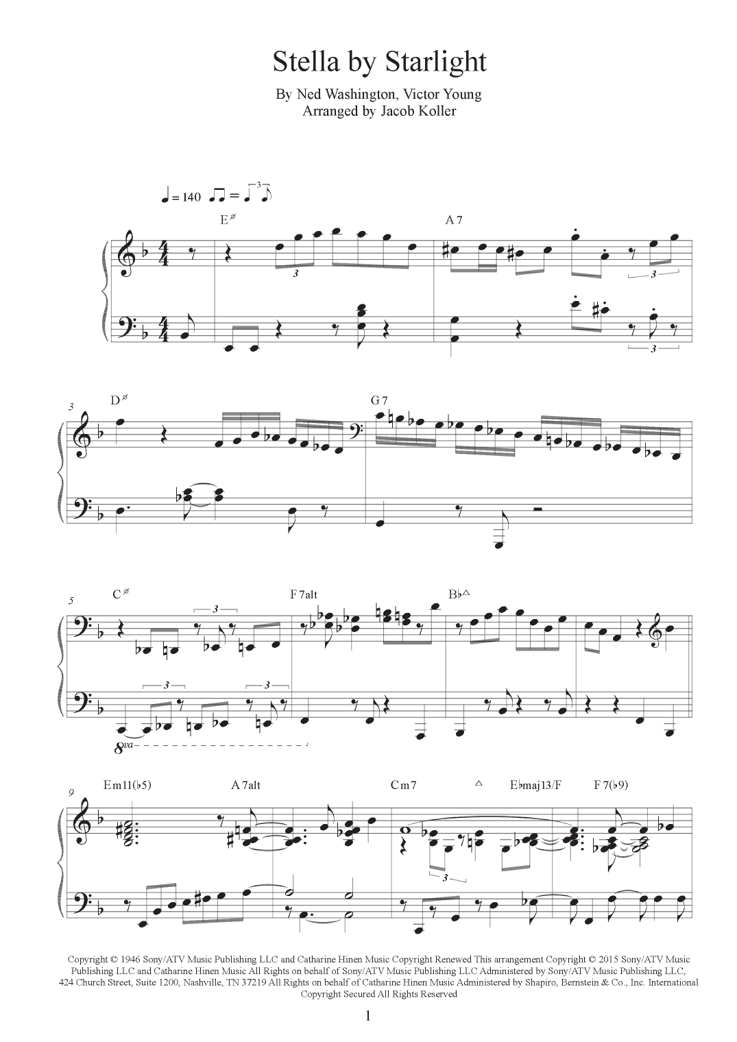 Stella By Starlight (arr. Jacob Koller)