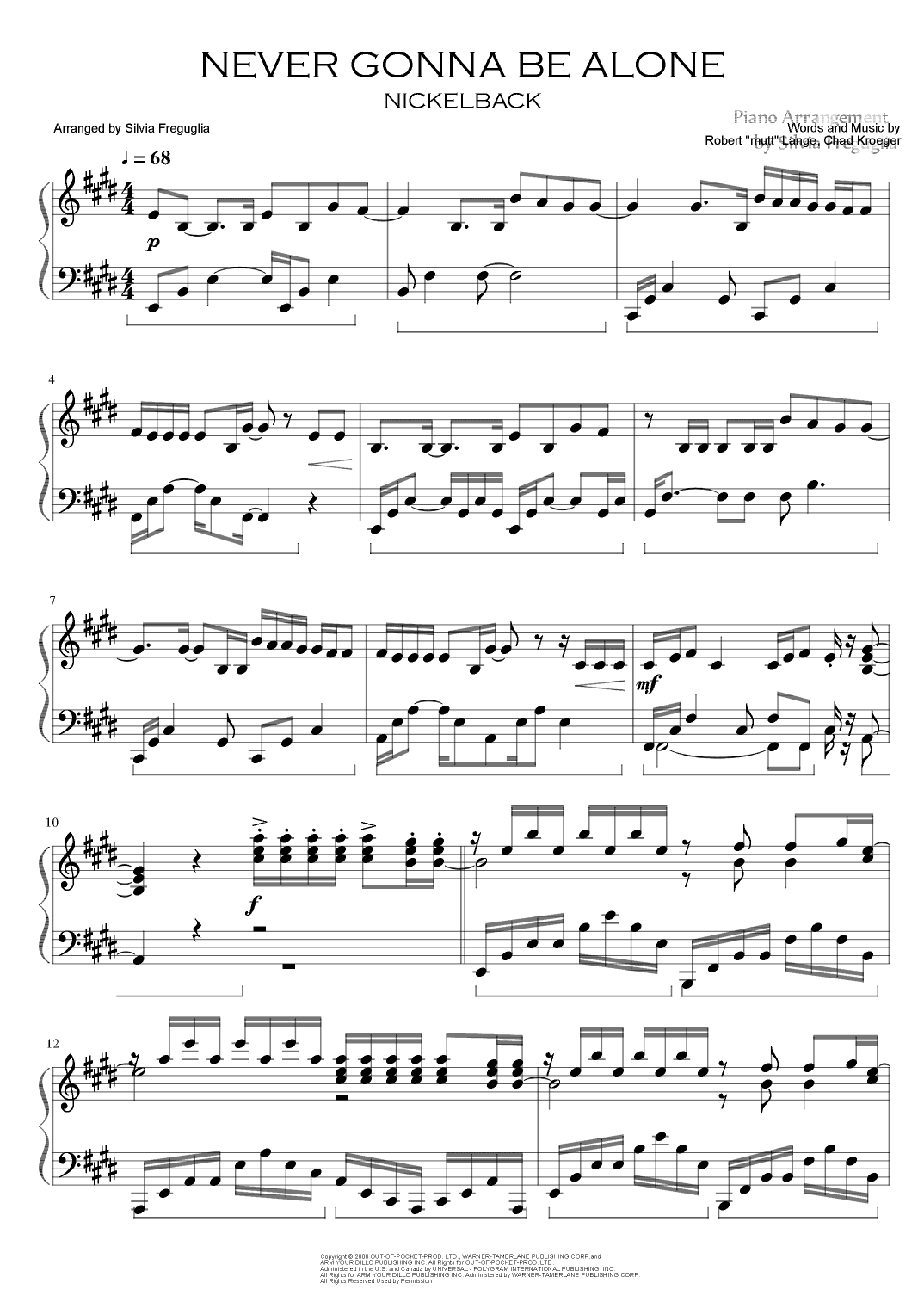 Never Gonna Be Alone (arr. Silvia Freguglia)