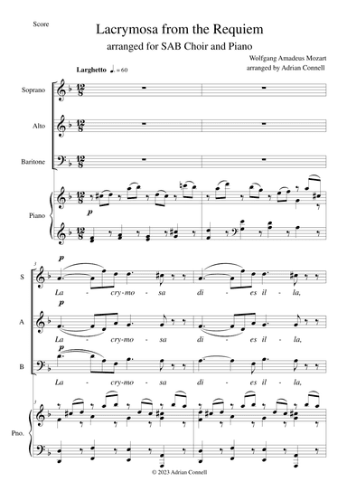 Lacrymosa from the Requiem (arr. Adrian Connell)