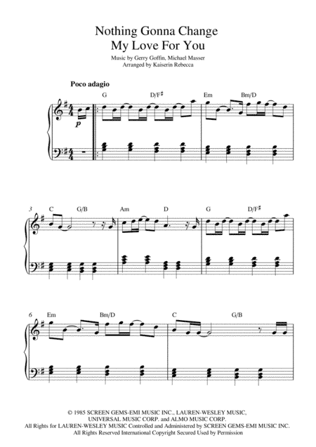Nothing's Gonna Change My Love For You (arr. Kaiserin Rebecca)