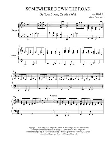 Somewhere Down The Road (arr. Music Greatness)