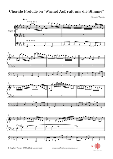 Chorale Prelude on "Wachet auf, ruft uns die Stimme" (Wake O wake with tidings thrilling) (arr. Stephen Tanner)