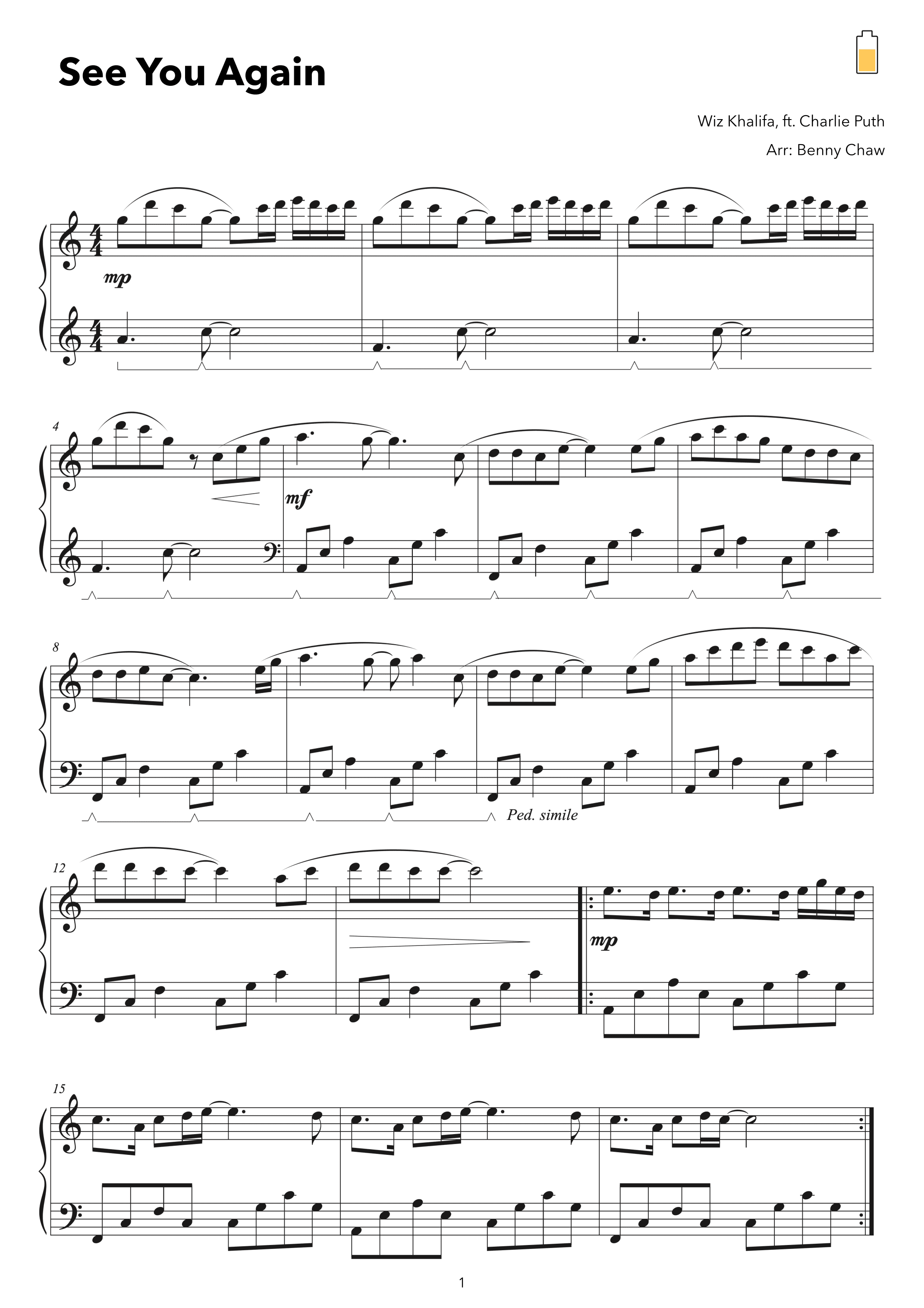 See You Again (arr. Benny Chaw)