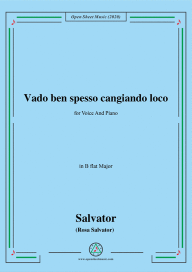 Rosa-Vado ben spesso cangiando loco,in B flat Major,for Voice and Piano (arr. MSM)