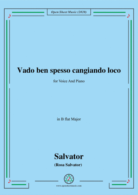 Rosa-Vado ben spesso cangiando loco,in B flat Major,for Voice and Piano (arr. MSM)