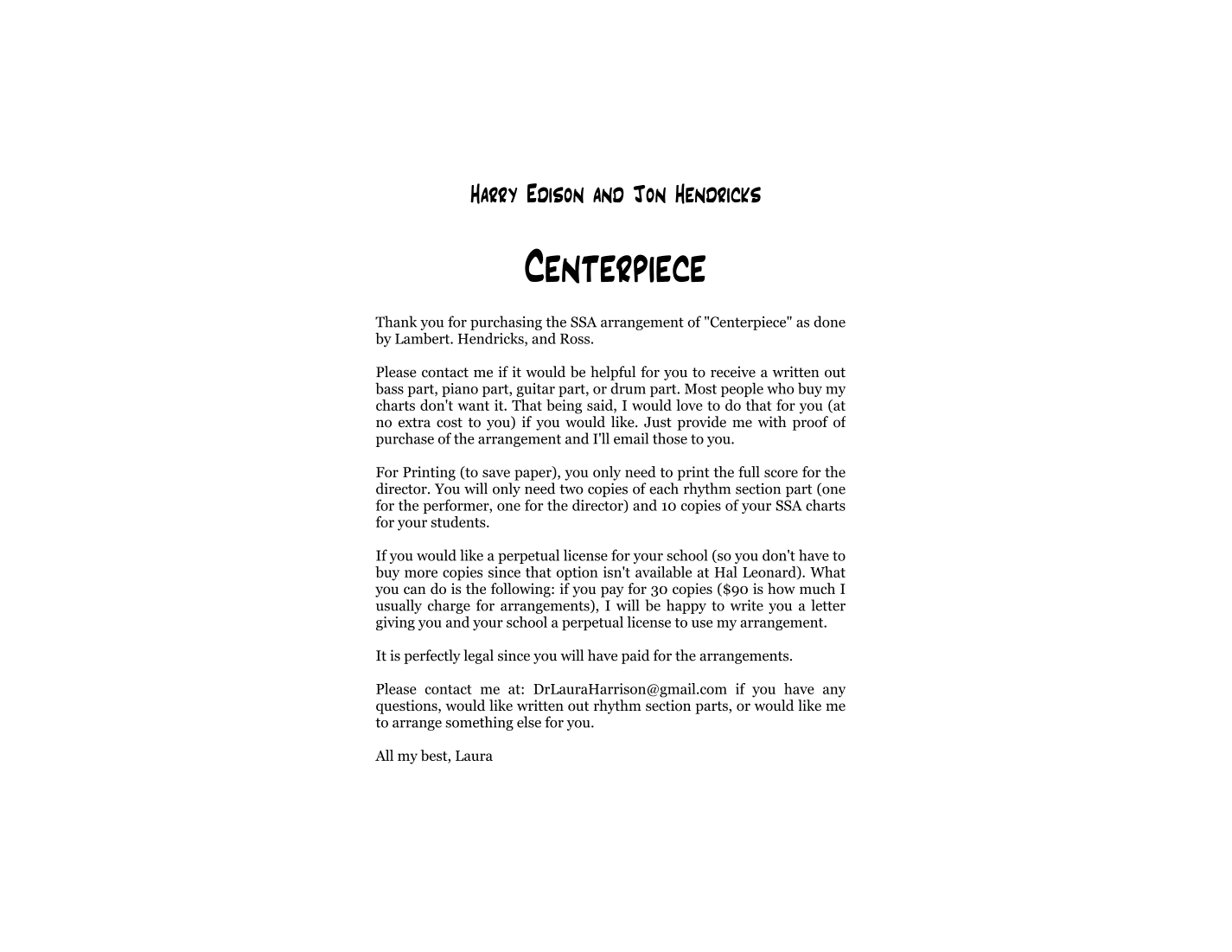 Centerpiece (arr. Laura Harrison)