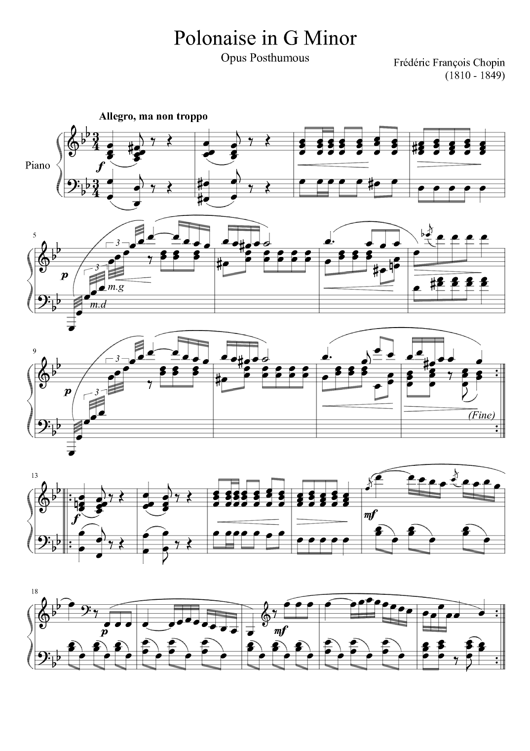 Polonaise in G Minor (arr. Zachary Corbett)