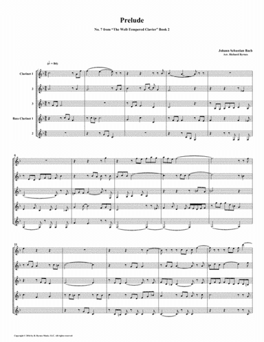 Prelude 07 from Well-Tempered Clavier, Book 2 (Clarinet Quintet) (arr. Richard Byrnes)