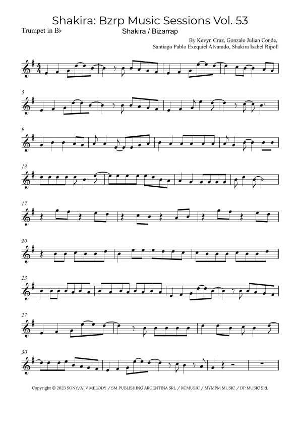 Shakira: Bzrp Music Sessions Vol. 53 (arr. Alex Nunes Rodrigues)
