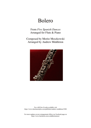 Bolero from Five Spanish Dances arranged for Oboe and Piano (arr. Andrew Middleton)