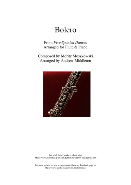Bolero from Five Spanish Dances arranged for Oboe and Piano (arr. Andrew Middleton)