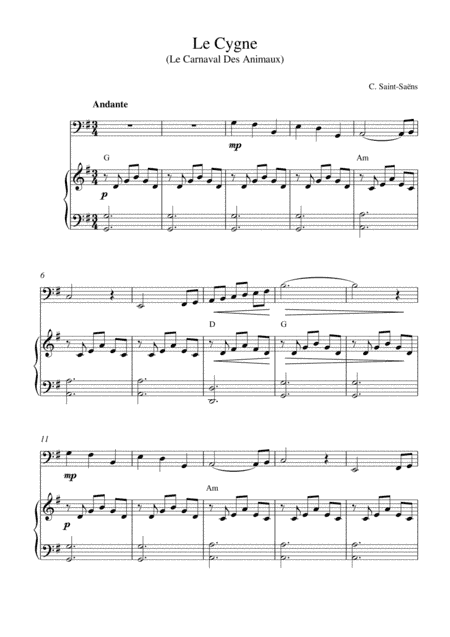 Le Cygne (Le Carnaval Des Animaux) (arr. Kaiserin Rebecca)