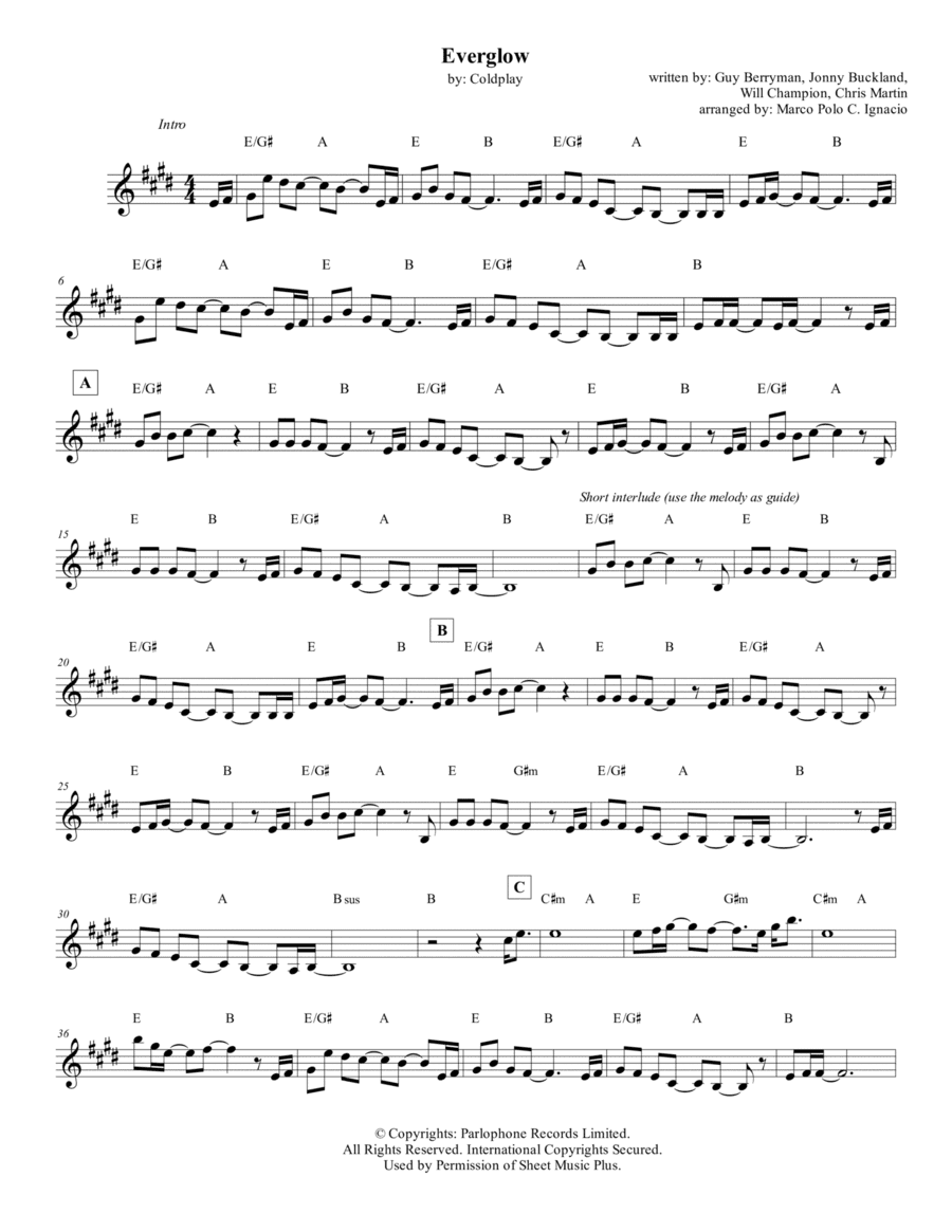 Everglow (arr. Marco Polo C. Ignacio)