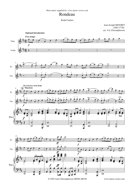 Rondeau - Bridal Fanfare - Flute, Violin and Piano (arr. Music-Scores.com)