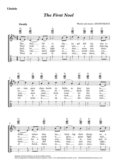 The First Noel (for Ukulele with TAB) (arr. Michael Thomas Andrews)