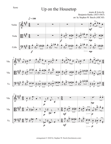 Up on the Housetop for String Trio (arr. Stephen W. Burch (ASCAP))
